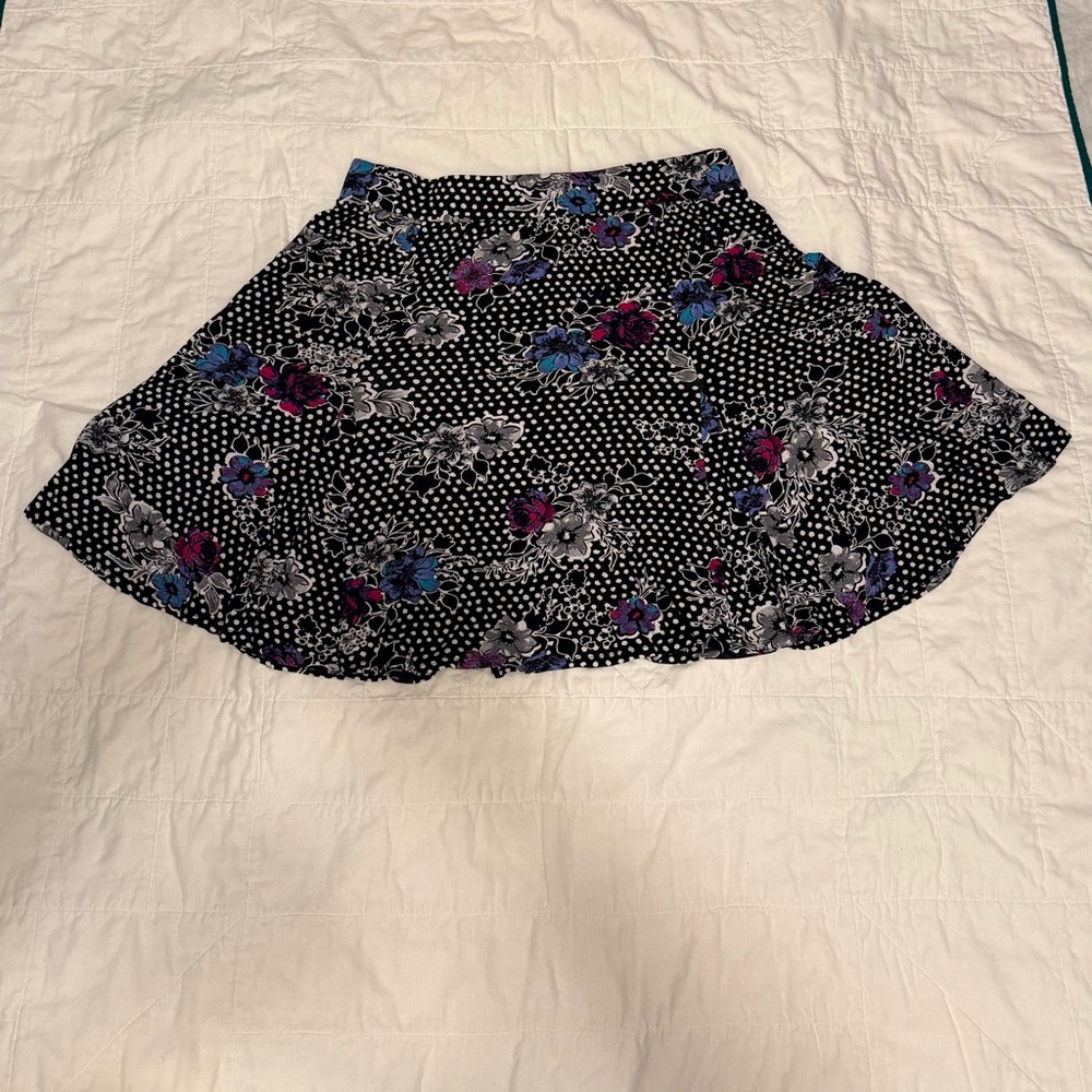 Torrid Black Small Skater Skirt Polka Dot Floral